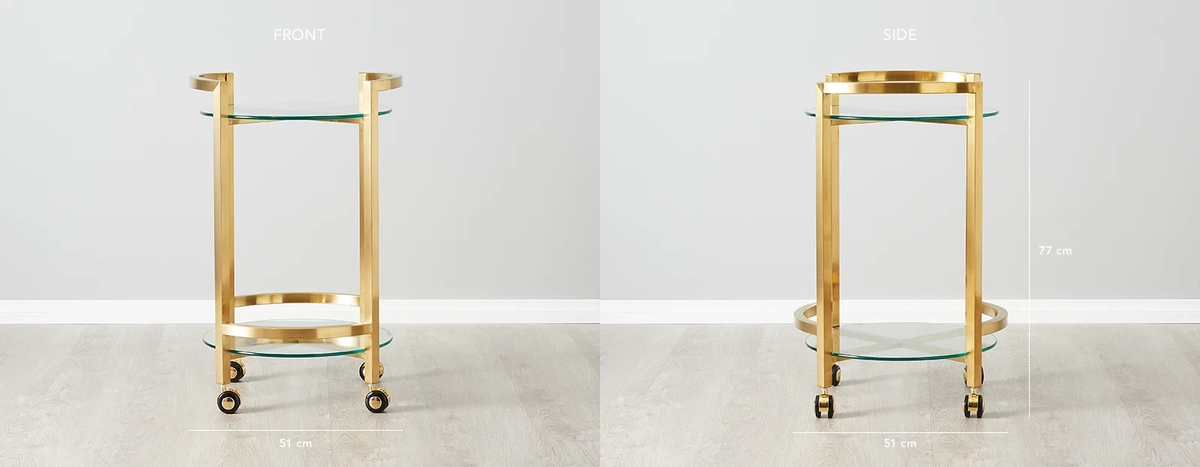 Winona Brushed Gold Stainless steel Bar Cart