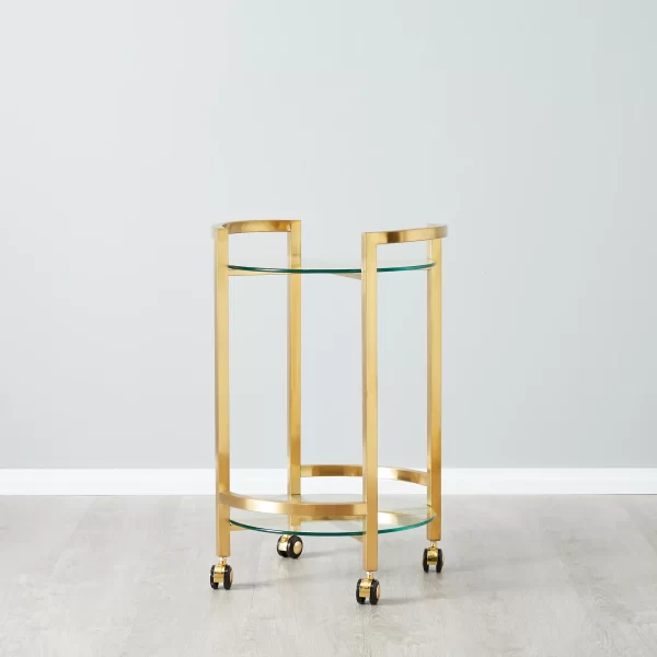 Winona Brushed Gold Stainless steel Bar Cart1