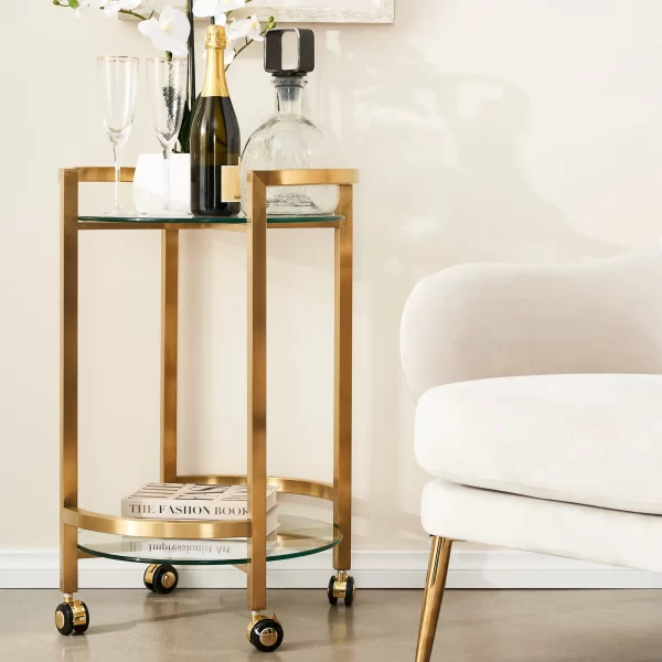 Winona Brushed Gold Stainless steel Bar Cart1