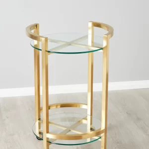 Winona Brushed Gold Stainless steel Bar Cart1