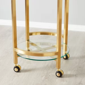 Winona Brushed Gold Stainless steel Bar Cart1