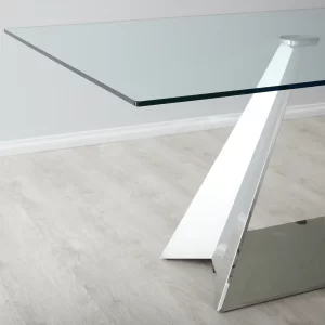 Zephyr Stainless Steel Dining Table - Glass Top1