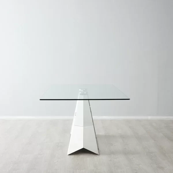 Zephyr Stainless Steel Dining Table - Glass Top1